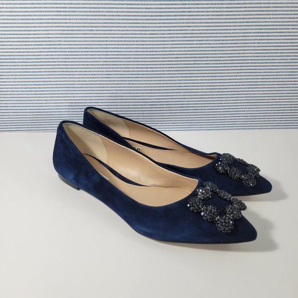 Karl Lagerfeld Shoes - Karl Lagerfeld Nara Blue Velvet Jeweled Flats Women's Size 8.5M